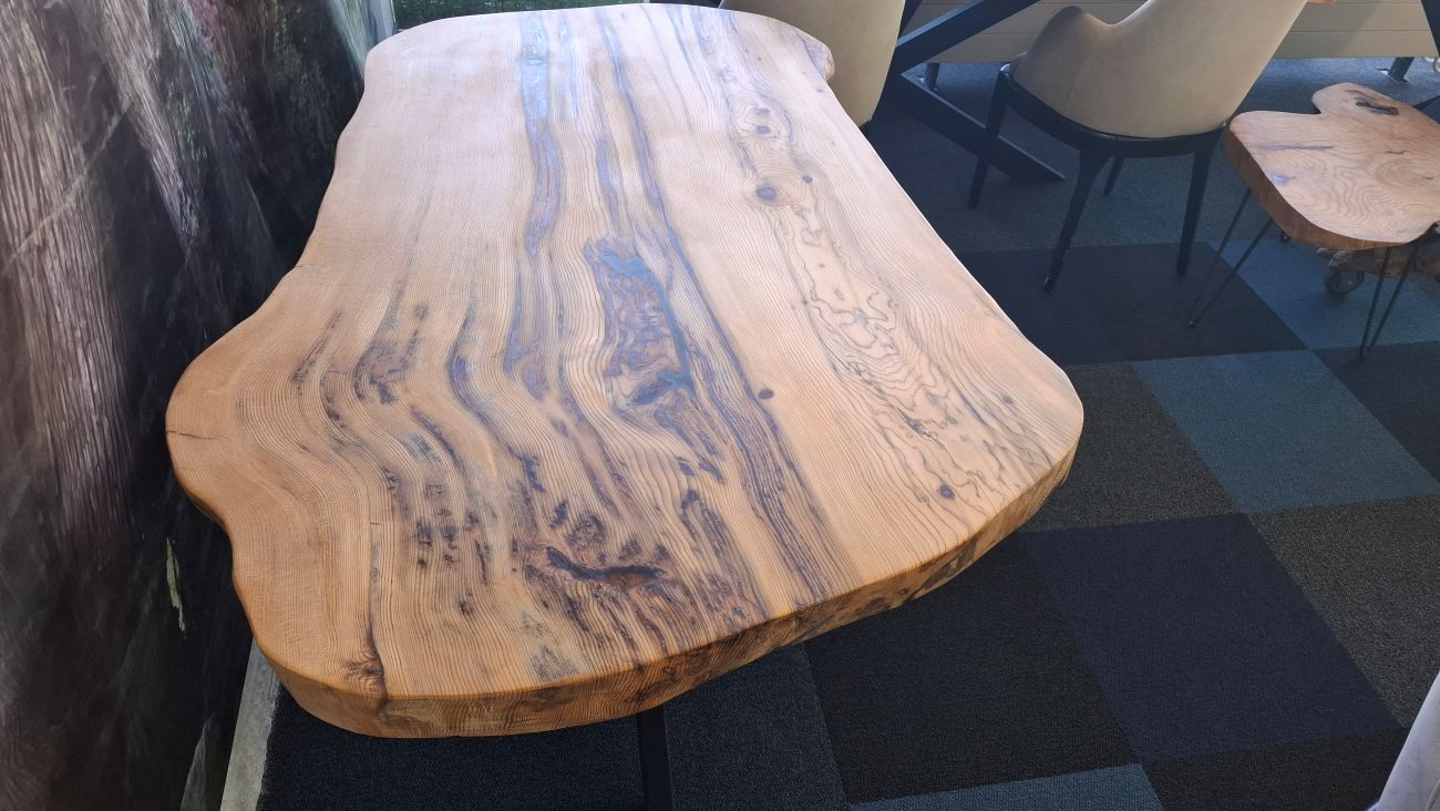 Solid Cedar Live edge table with Subtle Epoxy Details